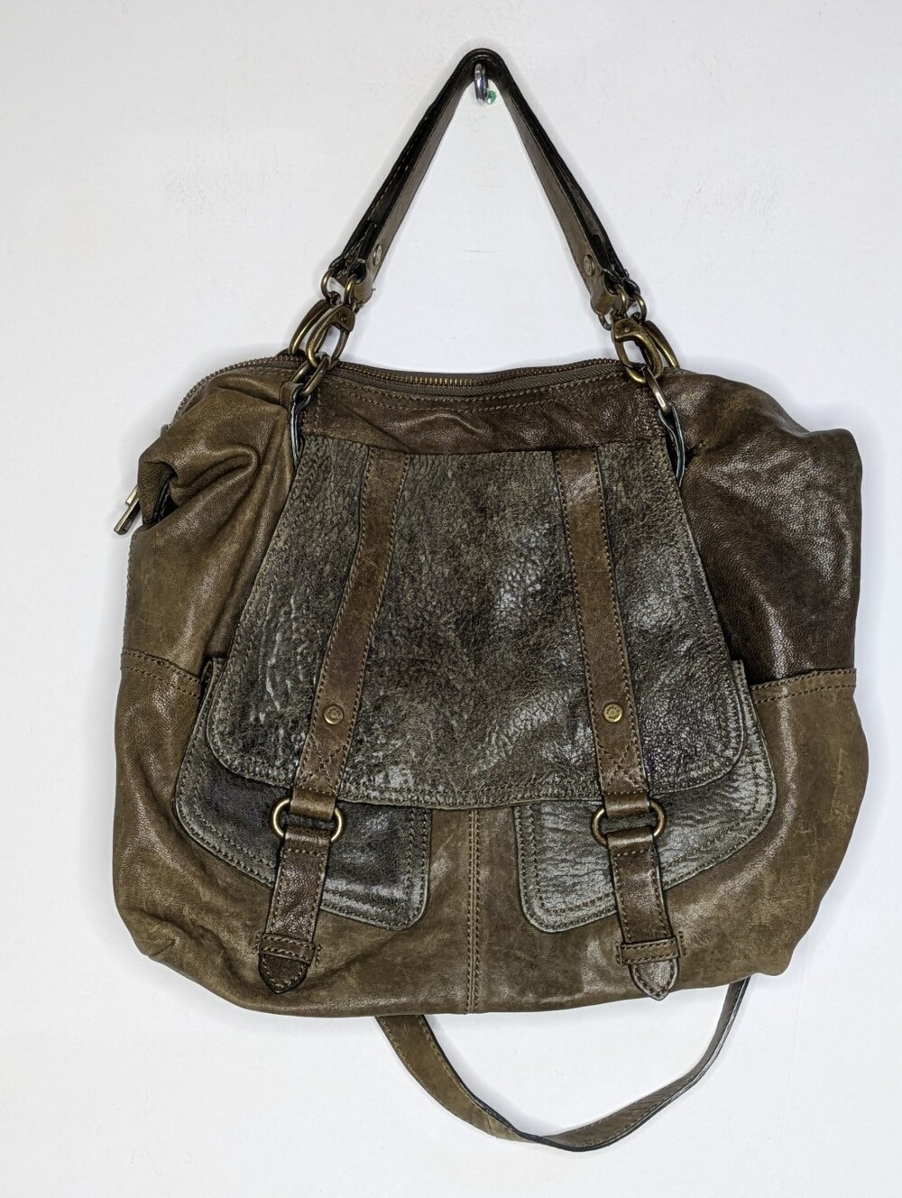 Andrew Marc Brown Leather Crossbody Satchel Messenger Bag